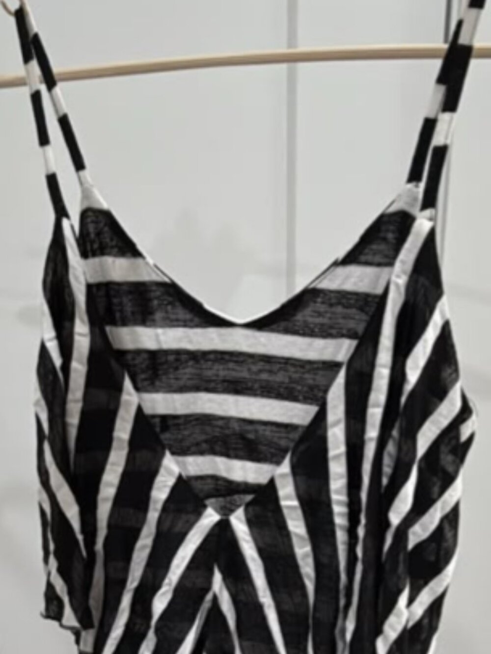 Blue Island Womens Black and White Striped V-Neck Ruffle Maxi Dress Size S